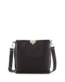 Rockstud Small Flip-Lock Messenger Bag, Black