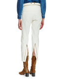 High-Waist Denim Biker Pants, Optic White
