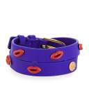 Lips Studded Leather Wrap Bracelet