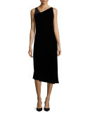 Lorde Sleeveless Chiffon-Combo Midi Dress, Black