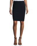 Classic Wool-Blend Pencil Skirt, Navy Blue