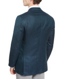 Textured Cashmere Two-Button Sport Coat, Green/Navy