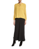 Tie-Neck Crepe Blouse, Marigold