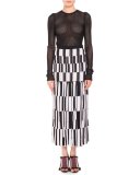 Pleated Jacquard Maxi Skirt