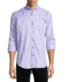 Houndstooth Long-Sleeve Sport Shirt, Pink