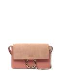 Faye Small Suede Shoulder Bag, Misty Rose