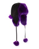 Rabbit Fur Trapper Hat, Purple