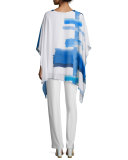 Stretch-Knit Straight-Leg Pants, White 