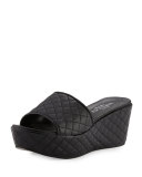 Tahnee Quilted Wedge Slide Sandal, Black