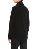 Side-Zip Ribbed Turtleneck Sweater