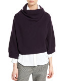 Ribbed Turtleneck Cropped Sweater, Viola