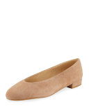 Chicflat Suede Almond-Toe Flat, Medium Beige