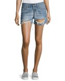 Distressed Boyfriend Shorts, Rye