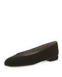 Chicflat Velvet Almond-Toe Flat, Black