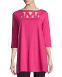 3/4-Sleeve Yoke-Cutout Tunic  
