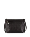 Large Embossed Double-Pouch Crossbody Bag, Black