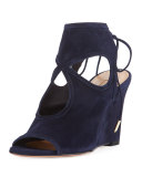 Sexy Thing Suede 85mm Wedge Sandal, Ink