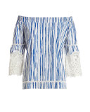 Miranda Off-the-Shoulder Striped Cotton Blouse