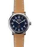 41mm Runwell Leather Strap Watch, Brown/Blue