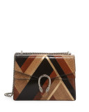 Dionysus Chevron Ayers Shoulder Bag, Black/Brown/Beige/Gold