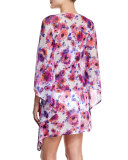 Floral-Print Deep-V Coverup Dress