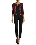 Sequined Floral Button-Front Cardigan, Petite 