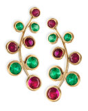 18k Yellow Gold Vine Earrings with Rubies & Emeralds