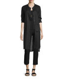 Long Organic Linen Jacket, Black  
