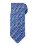 Interlocking Gancini Silk Tie, Navy