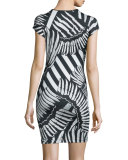 Kraken Printed Short-Sleeve Dress, Black/White