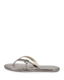 Emory Buckle Flat Thong Sandal, Gunmetal