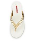 Metallic Slide Flat Thong Sandal, Gold 