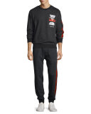 Side-Stripe Sweatpants, Black Melange