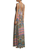 Embellished Patchwork-Print Maxi Dress, Kenyan Kaleidoscope