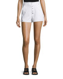 Branson Snap-Front Twill Shorts, White