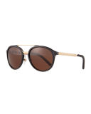 Chunky Metal & Acetate Aviator Sunglasses