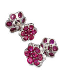 Platinum & Ruby Floral Cuff Links