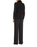 Rabbit Fur-Trimmed Ribbed Sweater Vest, Black
