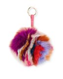 Super Swirl Fox Fur Pompom Charm, Multicolor