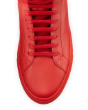 Leather High-Top Sneaker, Red