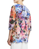 3/4-Sleeve Floral Lace Top