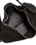 Zoe Large Suede Hobo Bag, Black