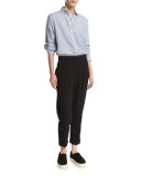 Pull-On Tapered Cropped Trousers
