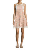 Nostalgia Embroidered Mesh Dress, Pink