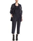 Silk-Blend Scoop-Neck Shell, Navy