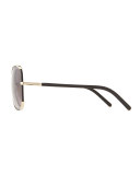 Nerine Oversized Sunglasses with Leather, Gold/Black