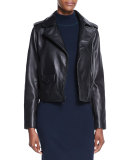 Lambskin Leather Moto Jacket 