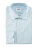 Satin-Stripe Dress Shirt, White/Light Blue