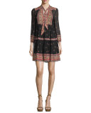 Alpina Paisley-Print Silk Georgette Dress, Caviar