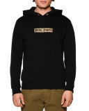 Sequin-Logo Hooded Sweatshirt, Black/Gold